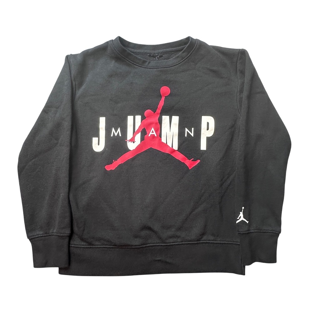 Jordan Sweatshirt Boys S 8-10 Black Jumpman Fleece Crewneck Pullover 7967-023